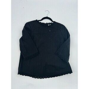Women's Lauren Conrad Black Eyelet 3/4 Sleeve Top Size S